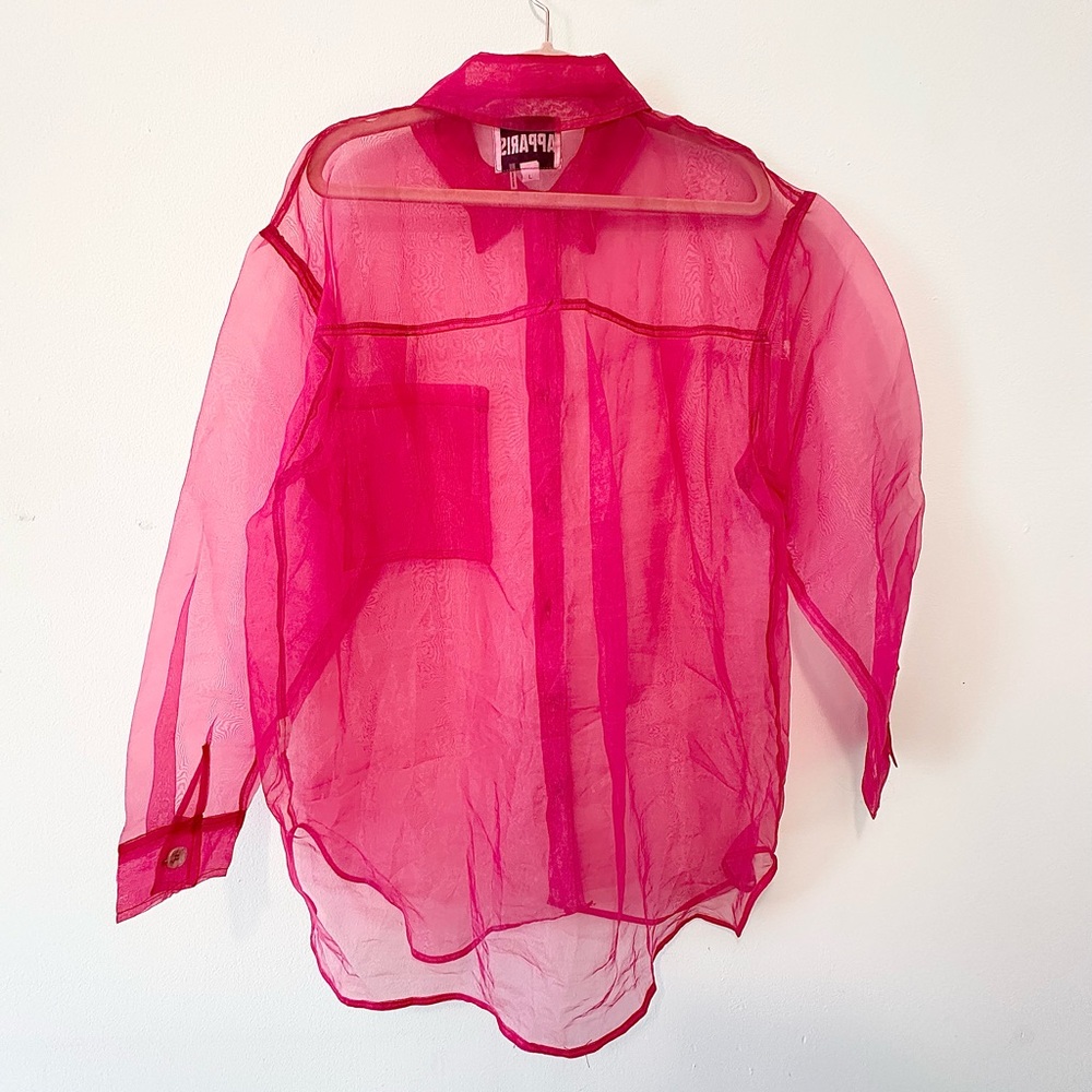 APPARIS Pink Sheer Button-Up Shirt - Picture 3 of 4